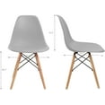thumbnail image 2 of CQAOE Mid-Century Modern Dining Chairs Set of 4, Ergonomic Shell Plastic Side Chairs with Wood Legs, Versatile for Kitchen, Dining Room, Bedroom, Living Room(Gray), 2 of 9