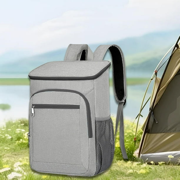 Mochila térmica con aislamiento, bolsa térmica ligera para adultos, mochila de Camping, mochila más fresca para el almuerzo, para viajes y senderismo Gris