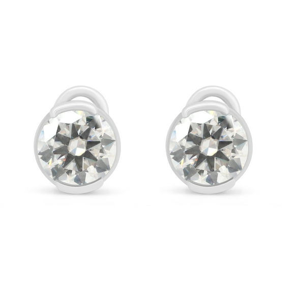 8MM Round Cut Lab Created Moissanite Diamond Solitaire Stud Earrings For Women In 14K White Gold Over Sterling Silver (G-H Color,VVS1 Clarity,3.50 Cttw)