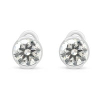 8MM Round Cut Lab Created Moissanite Diamond Solitaire Stud Earrings For Women In 14K White Gold Over Sterling Silver (G-H Color,VVS1 Clarity,3.50 Cttw)