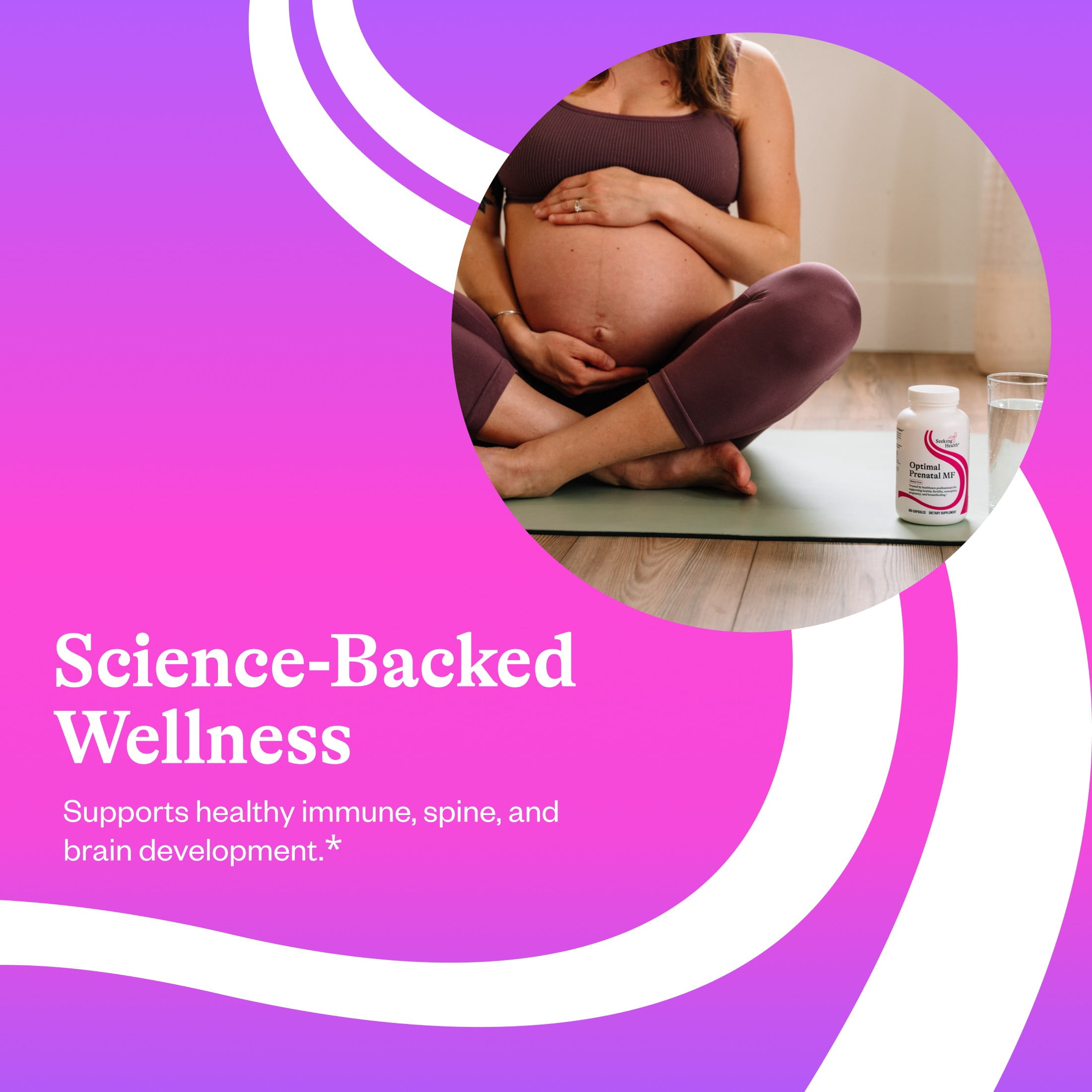 Seeking Health Optimal Prenatal MF - Digestive & Immune Support Supplement for Women - Pregnancy Support Supplement with Folate, Vitamin A, Ginger, & Vitamin B12 - 180 Capsules