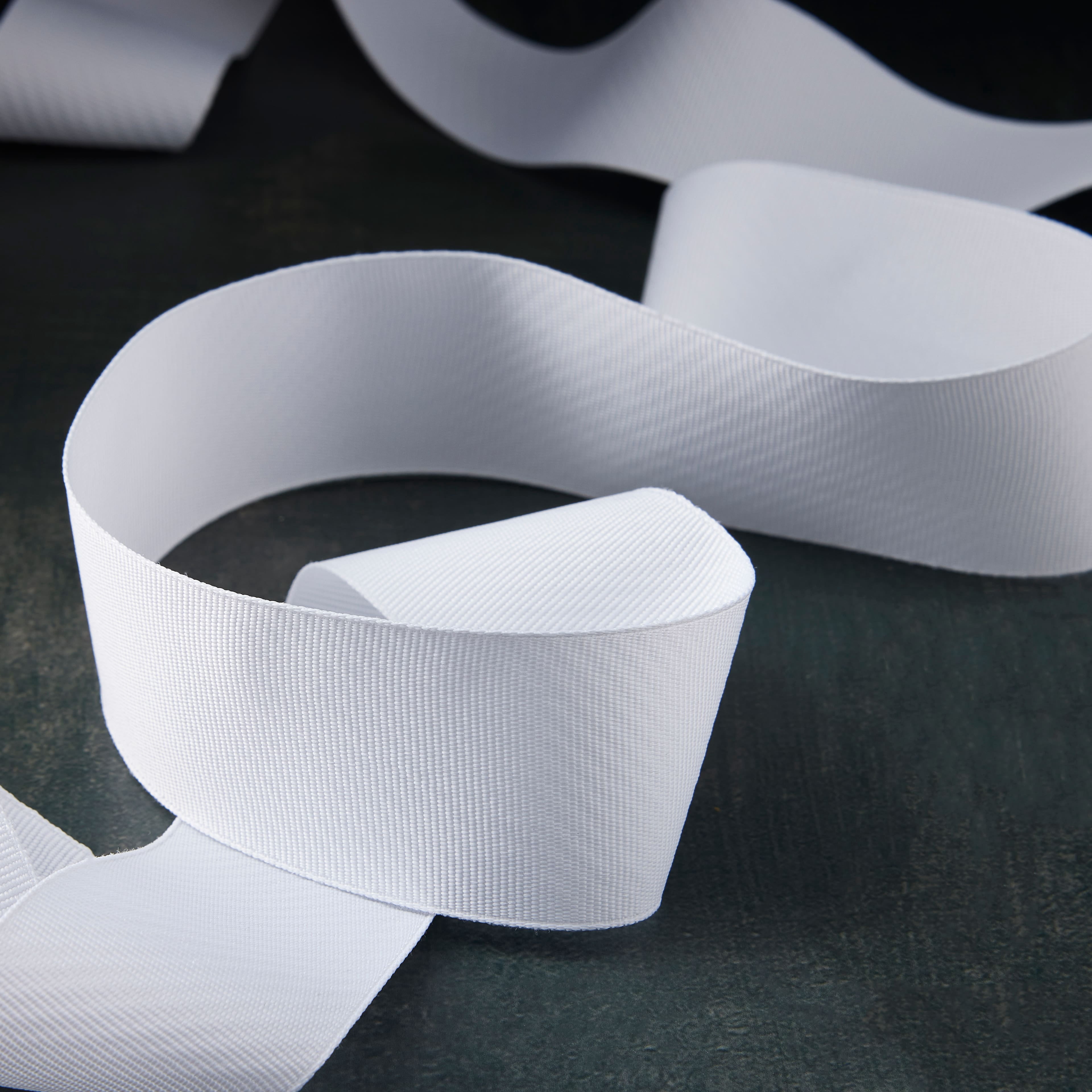 1.5" x 3 yd. White Grosgrain Wired Ribbon by Celebrate It – Red - Woven Sonic Welded Selvage for Bows - Crafts & Gift Wrapping - 12 Pack