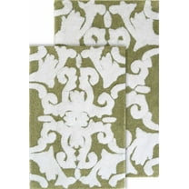 Chesapeake Iron Gate 2pc Green & White Scroll Bath Rug Set (20"x32" & 23"x39")