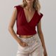 thumbnail image 2 of Camisetas para las Mujeres de Ajuste Suelto Casual Sólido V-Cuello Blusa, Moda Manga Corta Cuello Redondo Top para el Hogar Y el Uso Diario, Tela Suave, 2 of 8