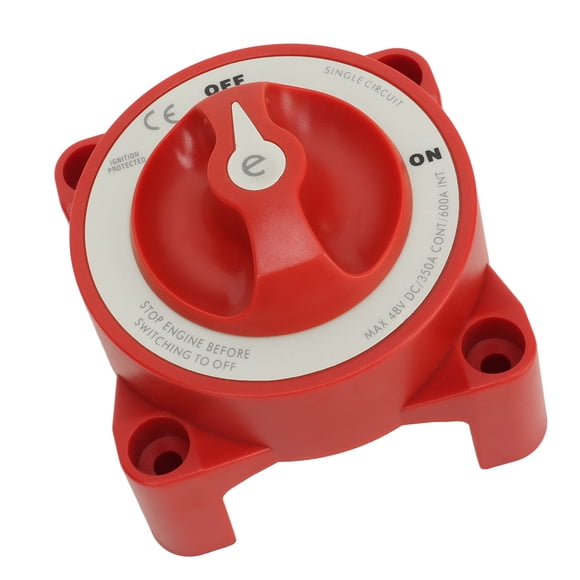Battery Disconnect Switch, 350A 48V 2 Gear Stud Red Strong Safety Marine Battery Selector Switch for RV Marine Automotive Battery