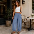 thumbnail image 6 of Womens Balloon Pants Wide Leg Barrel Pants Baggy Trousers Elastic Waist Casual Lounge Travel Pants with Pockets,L, 6 of 7