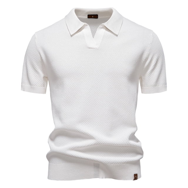 pstuiky camisetas para hombre, Suéter informal de manga corta con cuello vuelto, cómodo y liso para hombre camisas casuales para hombre l