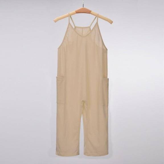 Girls Jumpsuits Overalls Khaki Loose Rompers Toddler Girl Summer Clothes Girls Clothes Size 10-11 Years Girls Fashion
