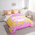 thumbnail image 2 of Erosebridal Pink & Cyan Dripping Waffle Pink Baseball & Bat Logo Graphic Bedding Comforter Set 7 Pieces, Baseball Graphic Full Bedding Set for Girls Kids,Breathable Home Decor, 2 of 6