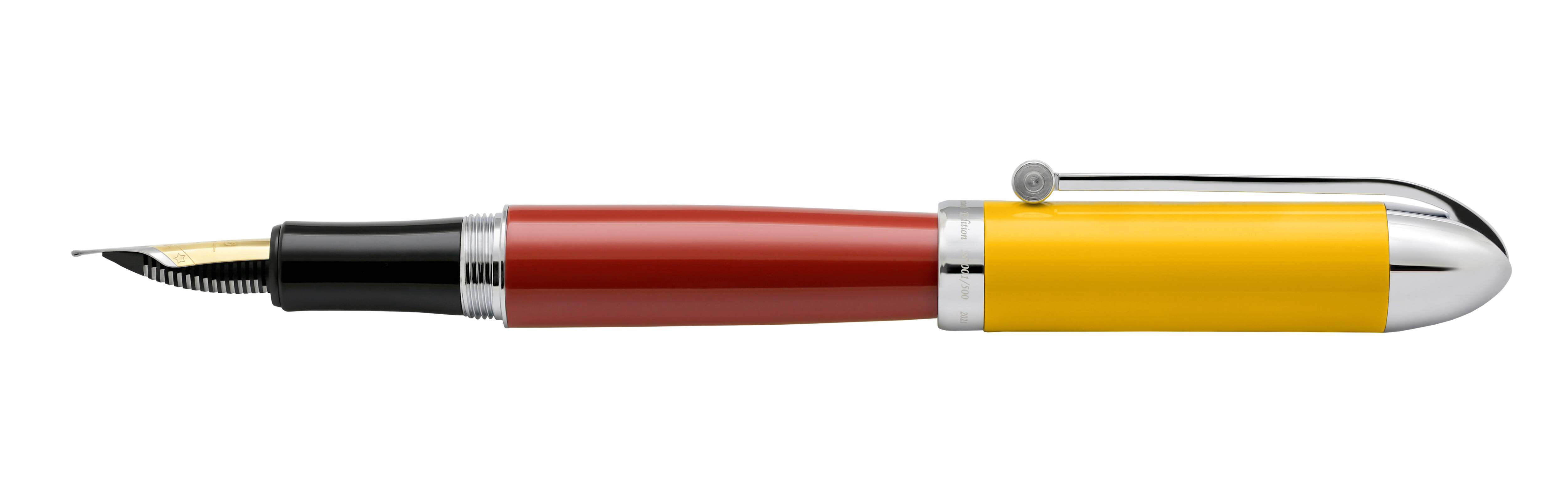 Xezo Xezo Visionary® Brass  Aluminum Enameled Fountain Pen (Fine Nib) - Aspen Gold / Red