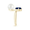thumbnail image 3 of Angara South Sea Cultured Pearl and Pear-Shaped Sapphire Two Stone Ring in 14K Yellow Gold for Women | June Birthstone Jewelry for Her, 3 of 8