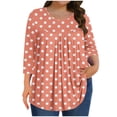 thumbnail image 2 of Blmnix Flowy Woman Shirts Polka Dot Orange V-Neck Womens Shirts Fall 3/4 Sleeve Novelty Blouses, 2 of 6