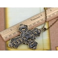thumbnail image 3 of Ornate Antique Golden Tone Colorful Rhinestone Cross Pendant Necklace, 3 of 6