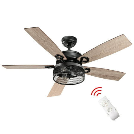 Gymax 48 Ceiling Fan Industrial Cage, Rustic Ceiling Fans With Lights And Remote Control