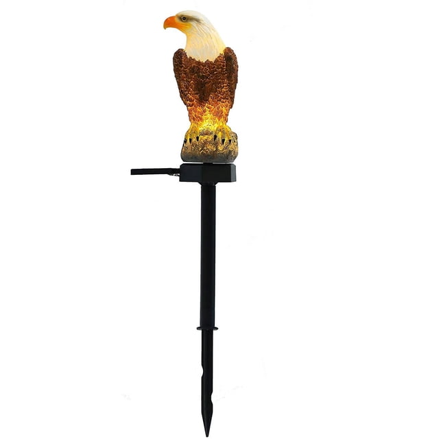 Estatuilla de águila, luz de estaca solar para jardín, luces de águila solares, luz brillante decorativa para exteriores, águila con estaca alimentada por energía Solar Ormromra WMZY-1273