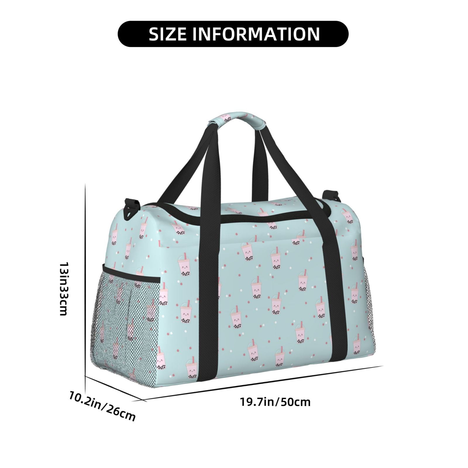 Fuzoiu Milk Tea1 Print Travel Duffle Bag,Carry On Tote Bags,Duffel Bag,Sport Gym Bag, Hospital Bag for Labor and Delivery, Overnight Bag,Luggage Bag
