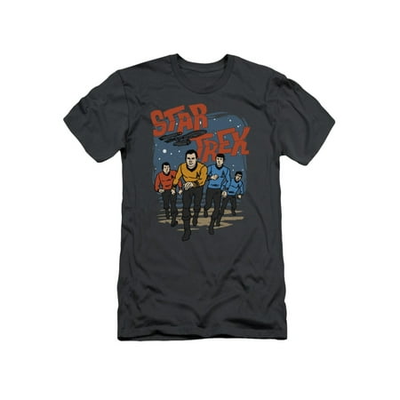 - Star Trek Animated Series 1970s Cast Run Forward Adult Slim T-Shirt Tee