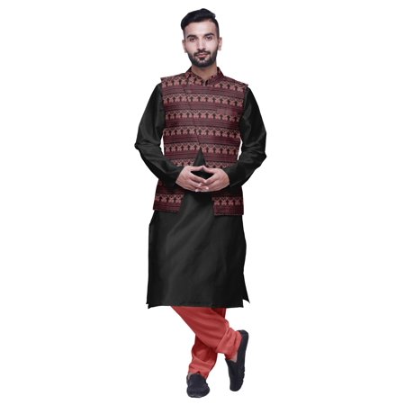 

Atasi Solid Kurta Churidar With Printed Jecket Set For Mens Summer Party Wear
