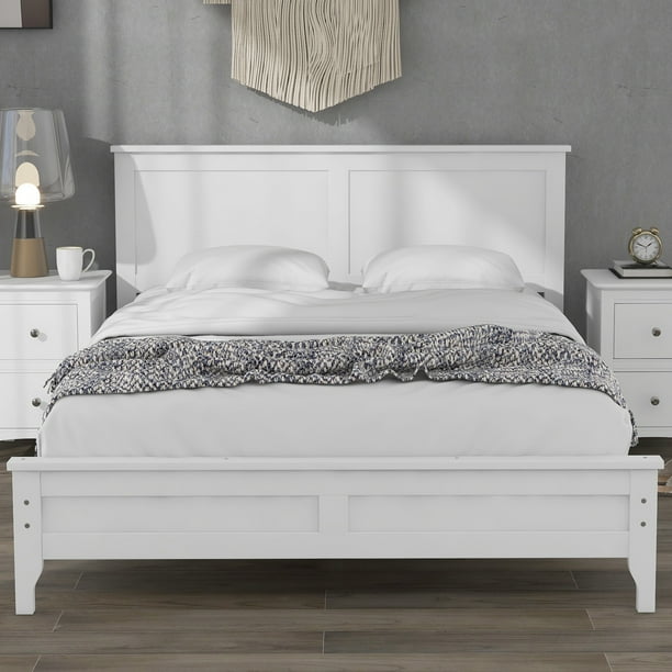 SYNGAR Full Size Bed Frame with Headboard, Platform Bed Frame Solid
