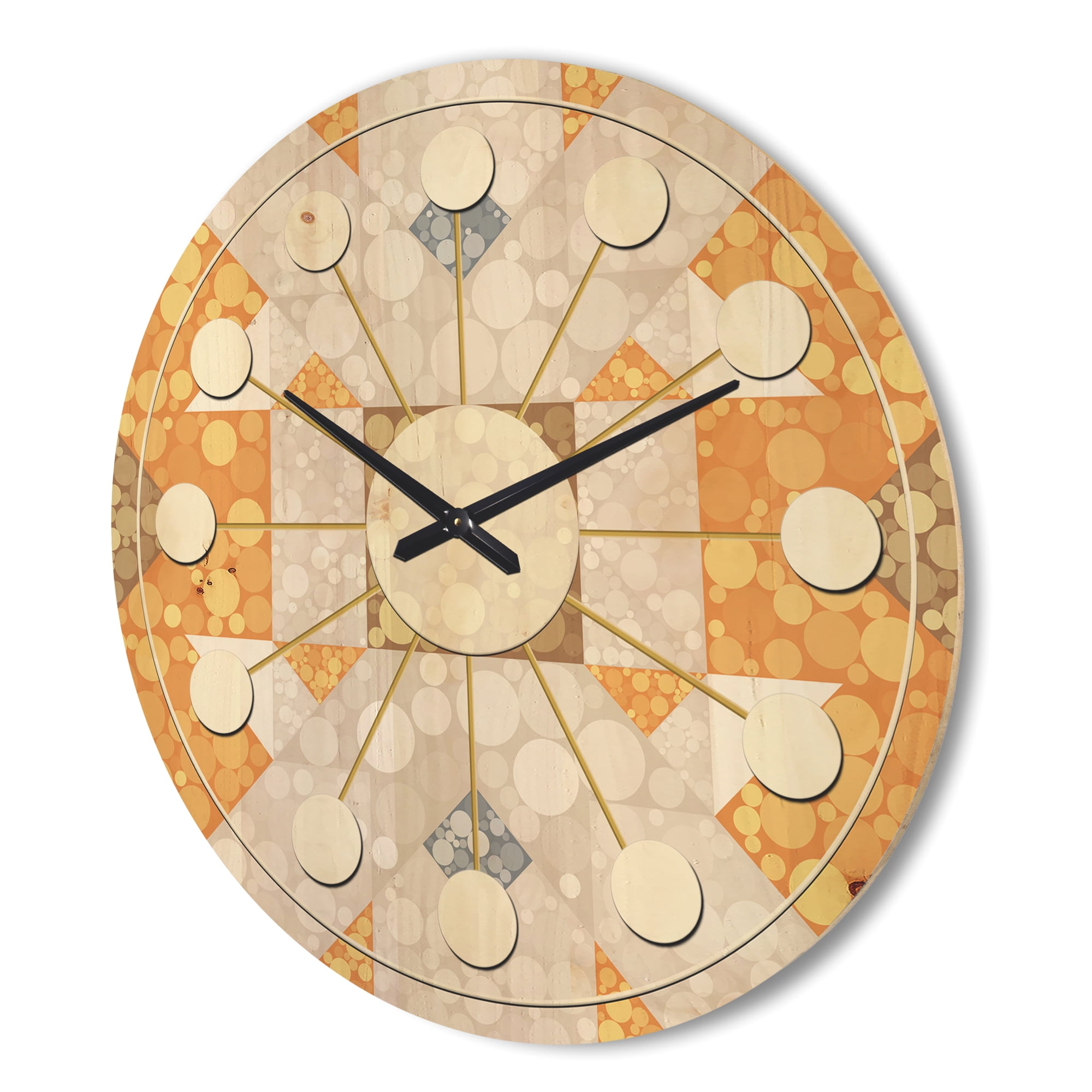 Designart 'Retro Geometric Design I' Mid-Century Modern Wood Wall Clock