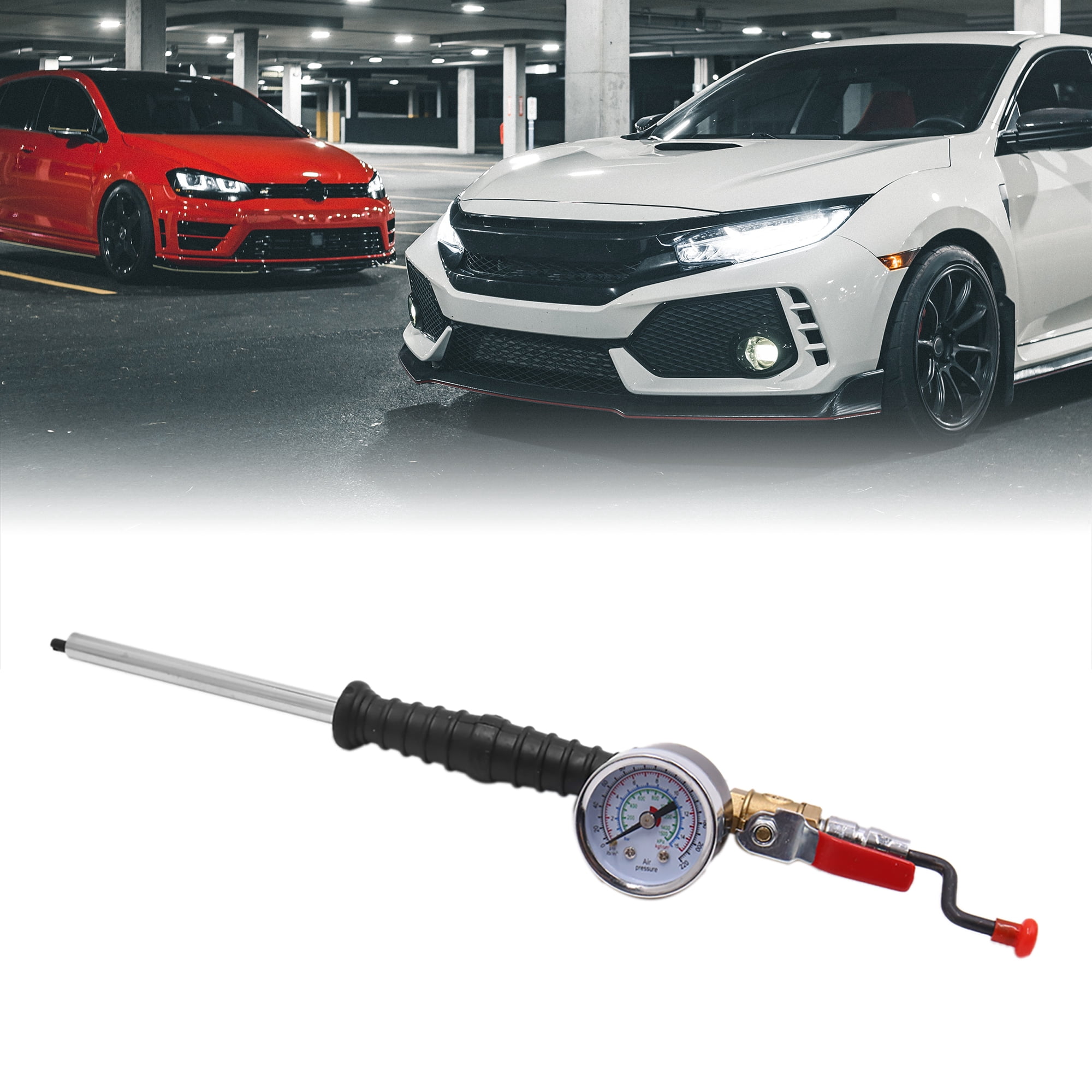 Unique Bargains Portable Quick Connector Truck Tire Air Chuck with Pressure Gauge