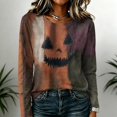 thumbnail image 3 of Halloween Long Sleeve Shirts for Women 2026 Plus Size Funny Cute Vintage Teacher Shirts Casual Holiday Tops Clothes Brown XL, 3 of 5