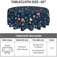 thumbnail image 4 of Spring Summer Floral Tablecloth Round 60 Inch Farmhouse Navy Blue Background Wildflower Round Tablecloth Polyester Washable Table Cover Table Cloth for Kitchen Dining Room Picnic Patio Party, 4 of 6