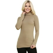 URBANCREWS Womens long sleeve turtleneck tight fitting stretchy sweater