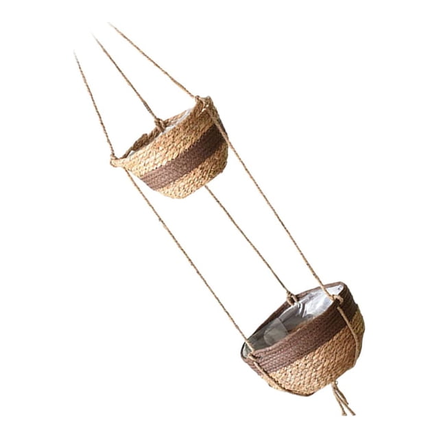 Maceta colgante de 2 capas Naiovety para algas marinas cesta tejida natural decoración Jardín y Patio Café oscuro