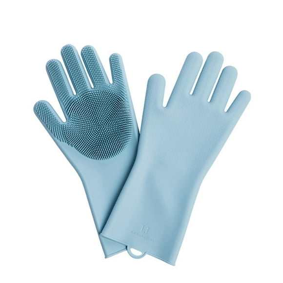 Jordan Judy Jordan Judy Dual-Sided Silicone Cleaning Gloves - Heat & Corrosion Resistant, Food Grade, Blue (1 Pair)