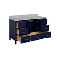 thumbnail image 2 of California 60" Single Bathroom Vanity with Royal Blue Cabinet and Carrara Marble Top, 2 of 6