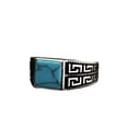 thumbnail image 1 of Men's Minimalist Blue Square Turquoise Ring Sleek Band Style for Everyday Wear,Blue,8, 1 of 5