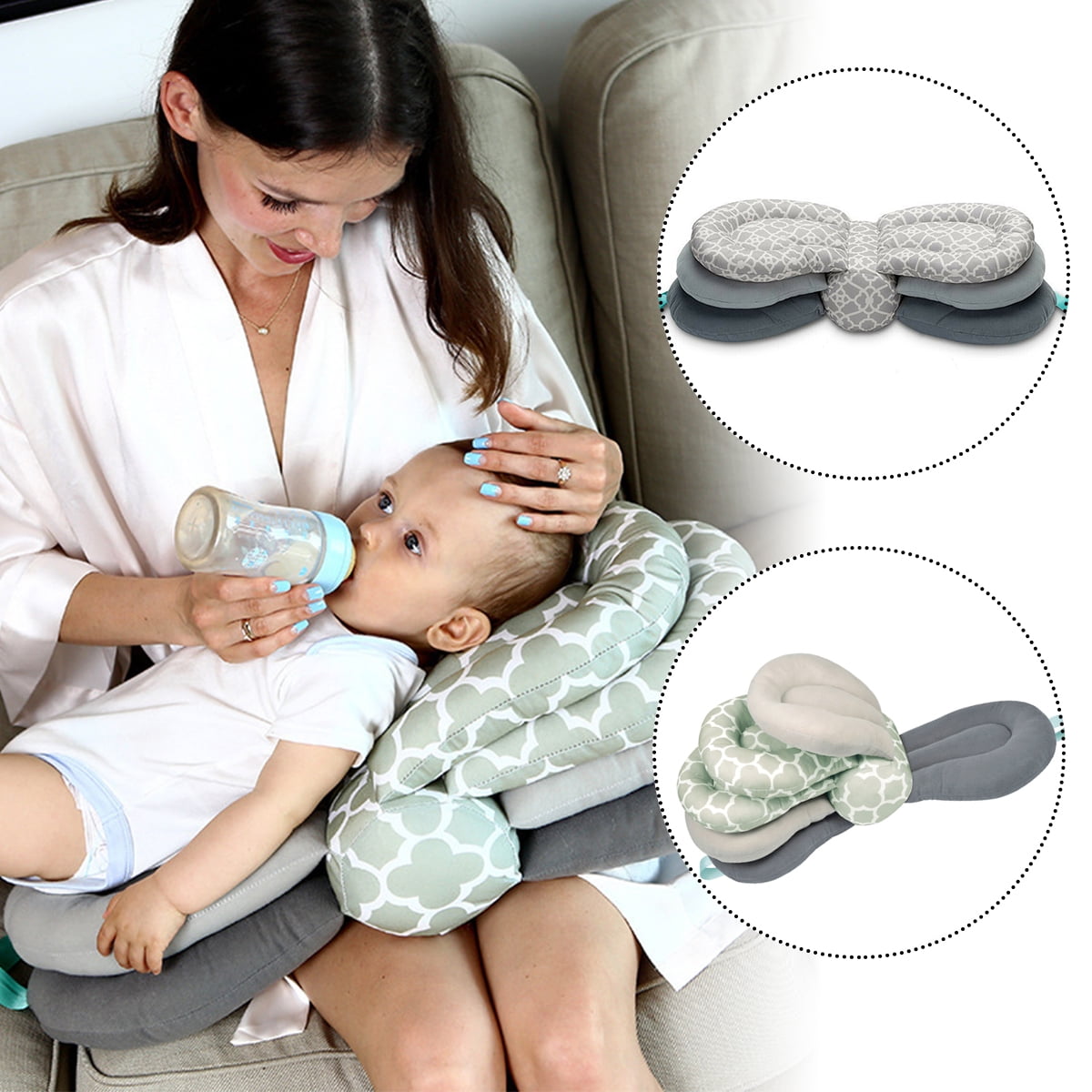 Adjustable Height Soft Nursing Pillow Baby Feeding Pillow for 0-12 Months Newborn Infant Baby Breastfeeding Pillow Gray