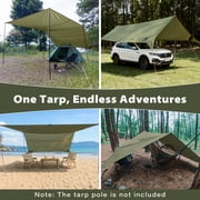GEERTOP 17 × 10 ft Large Camping Tent Tarp Outdoor Waterproof Hammock Rain Fly Backpacking Tent Tarp Shelter for Hiking Travel Picnic(Not includes Poles)