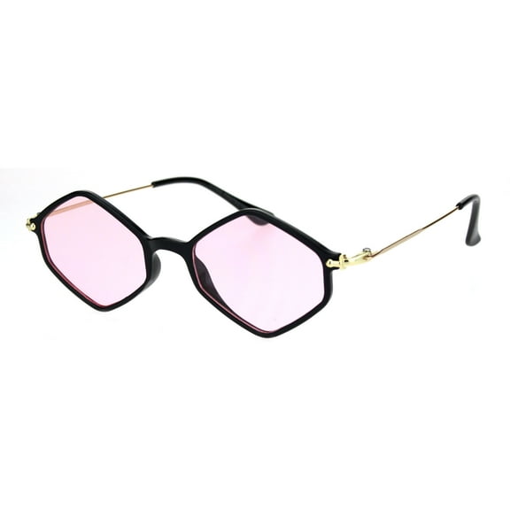 Mens Trendy Retro Hippie Color Lens Diamond Shape Sunglasses Pink