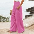 thumbnail image 4 of DENGDENG Plus Size Palazzo Pants for Women Loose Fit High Waisted with Pockets Wide Leg Pants Fall Pleated Elastic Athletic Pants Women Flowy Solid Color Straight Pants for Women Casual Hot Pink 3XL, 4 of 8