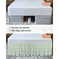 thumbnail image 7 of Sage Green Buffalo Plaid Wrap Around Bed Skirts for Queen Bed 18" Drop,Bed Skirt with Adjustable Elastic Belt Dust Ruffle Bed Valance for Bedroom Hotel Green White Checkered Farmhouse Bed Frame Cover, 7 of 7