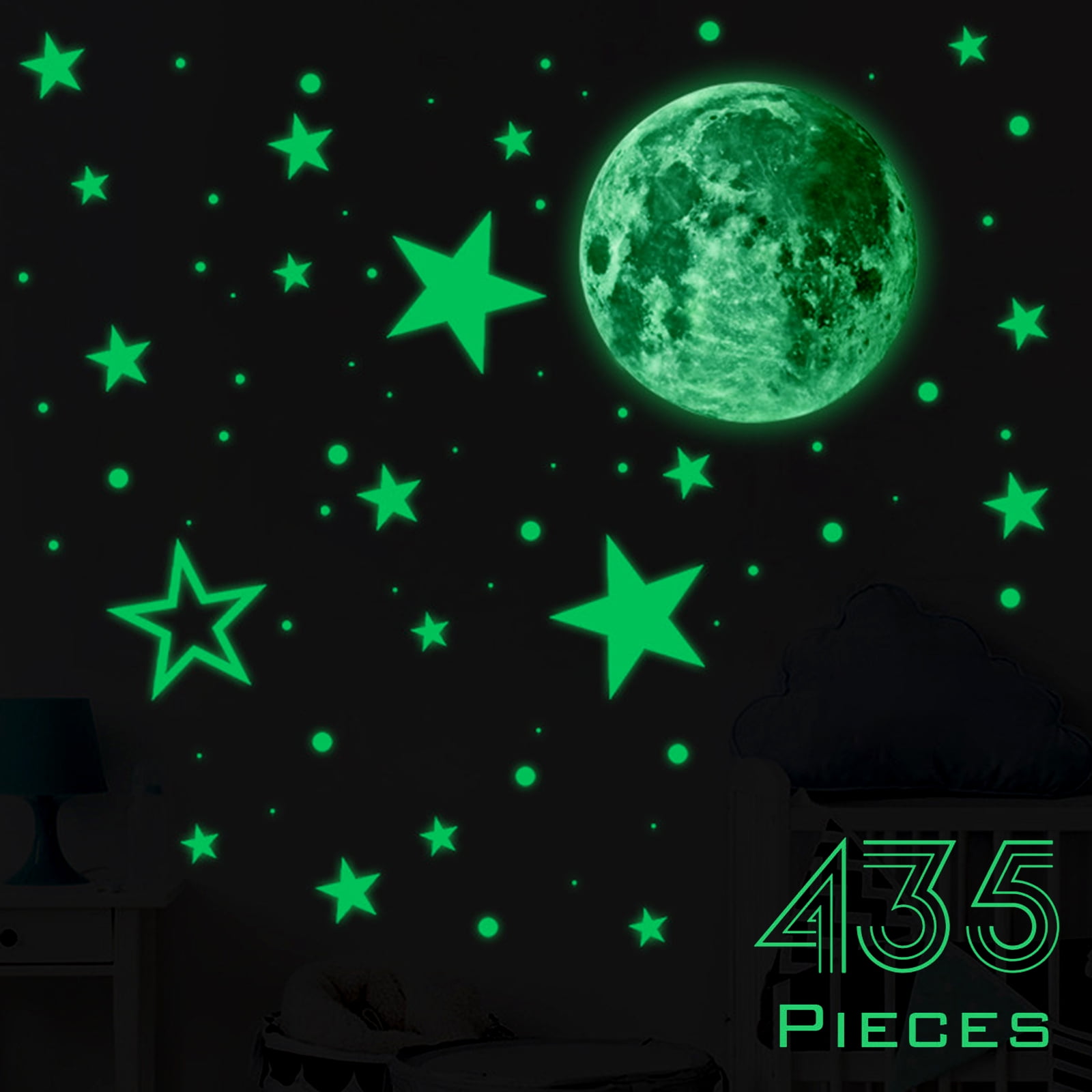 435pcs glow in the dark stars wall stickers adhesive