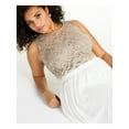 thumbnail image 3 of CITY STUDIO Womens White Lace Slitted Wrap Sleeveless Jewel Neck Maxi Cocktail Dress Plus 20W, 3 of 4