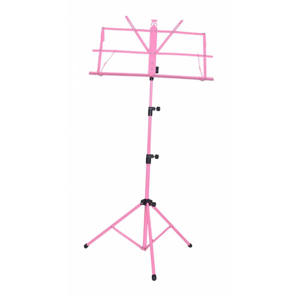 LeeQinersw Adjustable Sheet Music Stand Holder Folding Foldable with Black Bag Pink