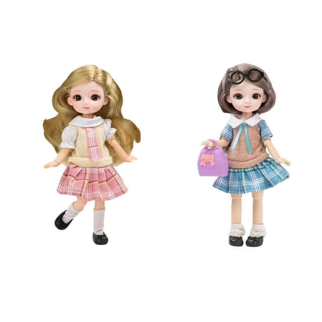 2 piezas BJD Doll 13 ojos 3D articulados Maquillaje facial Zapatos de vestir Conjunto completo Sunnimix Muñecas BJD extraíbles