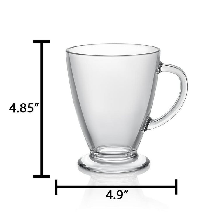 JoyJolt Declan Handled Glass Coffee Mugs, Set of 6, Large Mug Tea Glasses  for Hot or Cold Beverages 