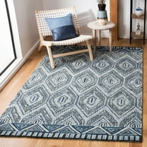 SAFAVIEH Aspen Celandine Geometric Hexagons Wool Area Rug, Grey/Navy, 5' x 8'