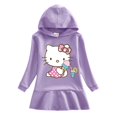 thumbnail image 4 of Hello Kitty nuevo otoño niños algodón Casual Sudadera con capucha vestido lindo estampado de dibujos animados Simple hoja de loto dulce vestido de niña, 4 of 4