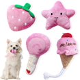 thumbnail image 1 of Juego de juguetes para perros pequeños BMLTAQ, paquete de 4, juguetes rosados que chirrían, 1 of 7