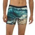 thumbnail image 2 of Salouo Blue Ocean Waves Pattern Men's Boxer Briefs, Soft & Breathable Underwear Elastic Waistband Briefs for Men,1-Pack, 2 of 7