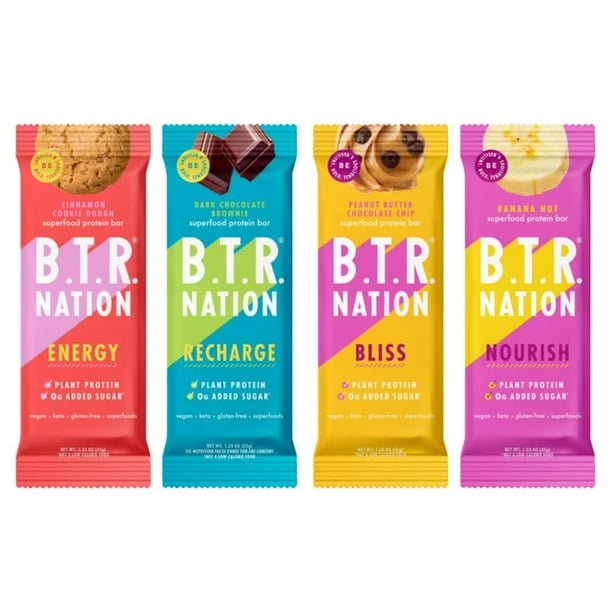 B.T.R. Bar Superfood Keto Protein Bars, Plant Based Vegan Protein, Low