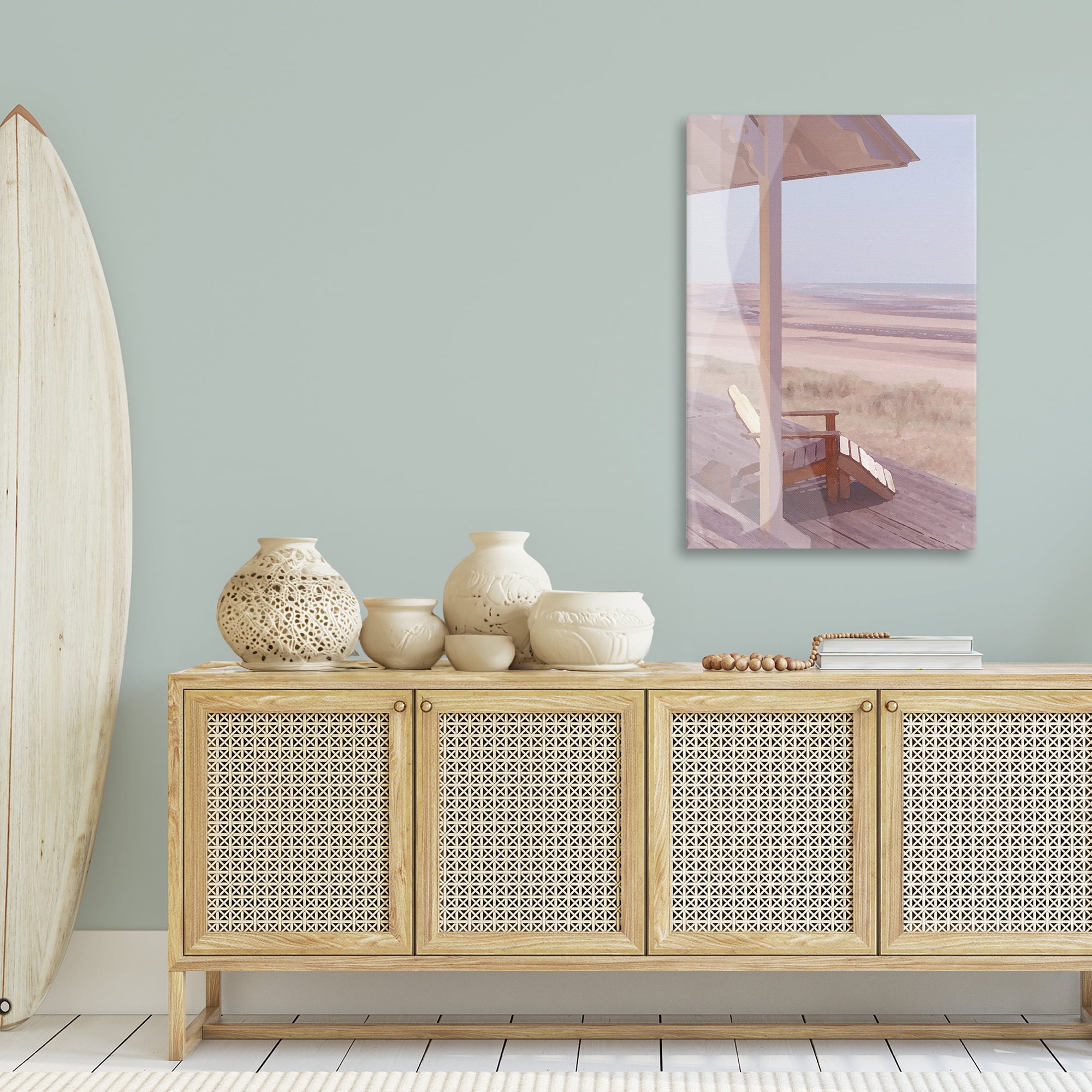 Stupell Industries Hamptons Beach House Landscape Painting Gallery Wrapped Canvas Art Print Wall Art, 30 x 45