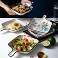 thumbnail image 4 of HELIAHOO ,Hand-Painted Ceramic Baking Dish with Handle,Ceramic Dinner Plates,Steak Plate,Appetizer Plates Ceramic,Dessert Plates Ceramic,Microwave Dishwasher Safe,for Steaks, Pasta, Vegetable Salads, 4 of 7