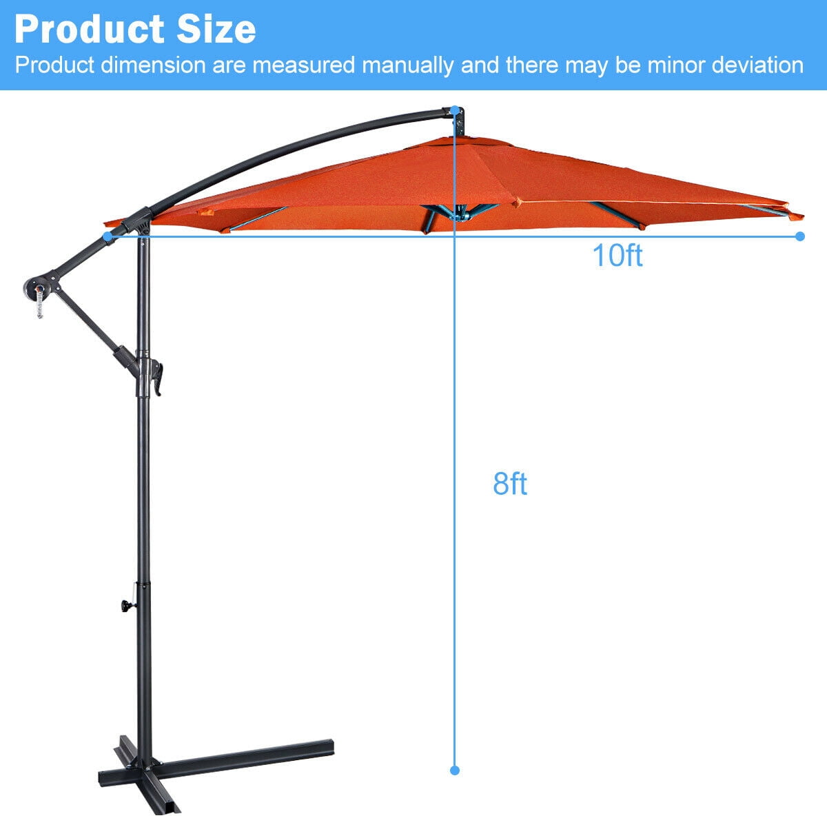 Gymax 10' Hanging Umbrella Outdoor Patio Market Banana Umbrella Offset Orange